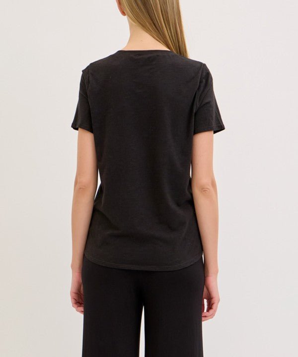 Studio Ko Bamboo Cotton Slub V Neck Shirt - Jennie Dots