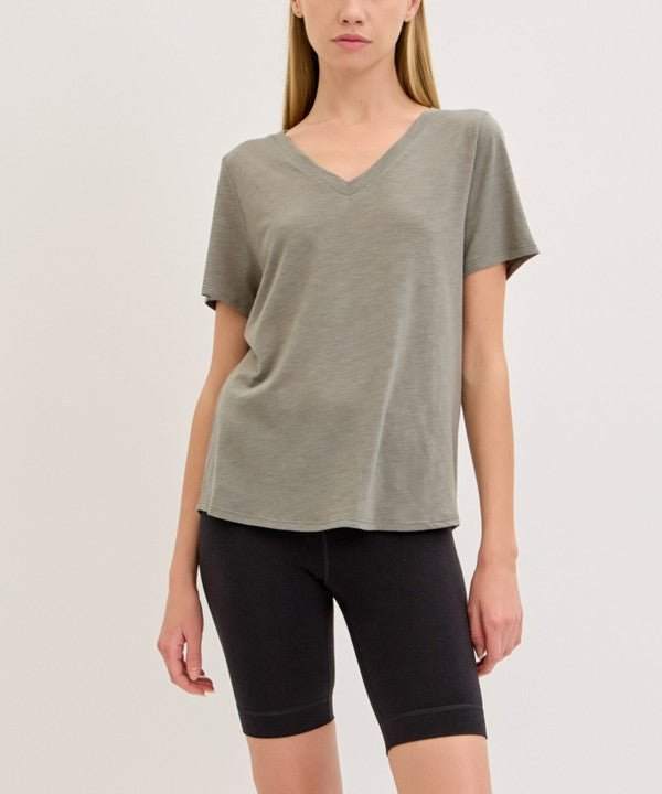 Studio Ko Bamboo Cotton Slub V Neck Shirt - Jennie Dots