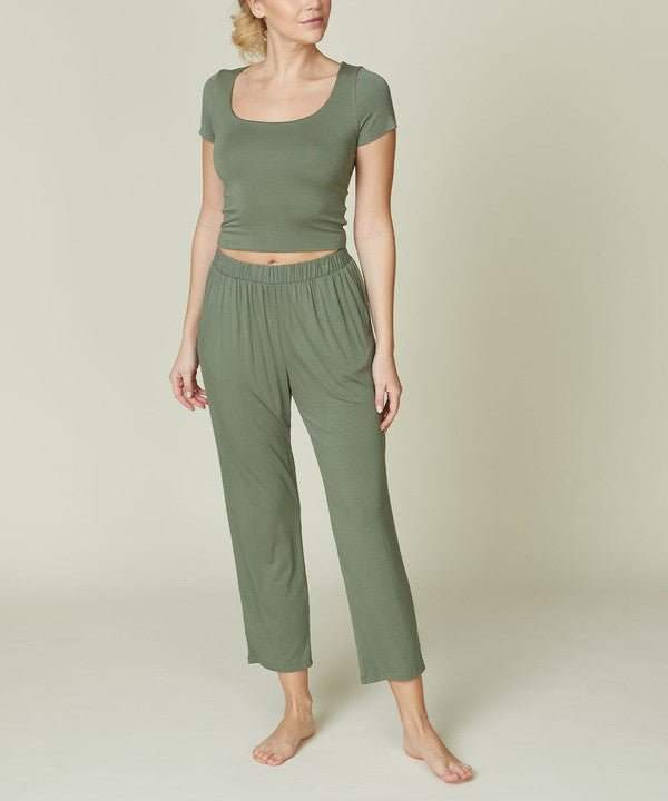 Studio Ko Bamboo Crop Cap Sleeve Top - Jennie Dots