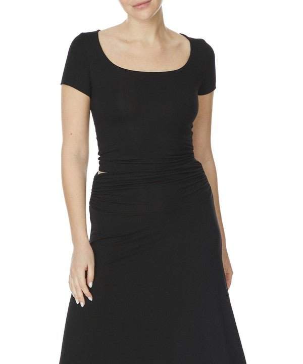 Studio Ko Bamboo Crop Cap Sleeve Top - Jennie Dots