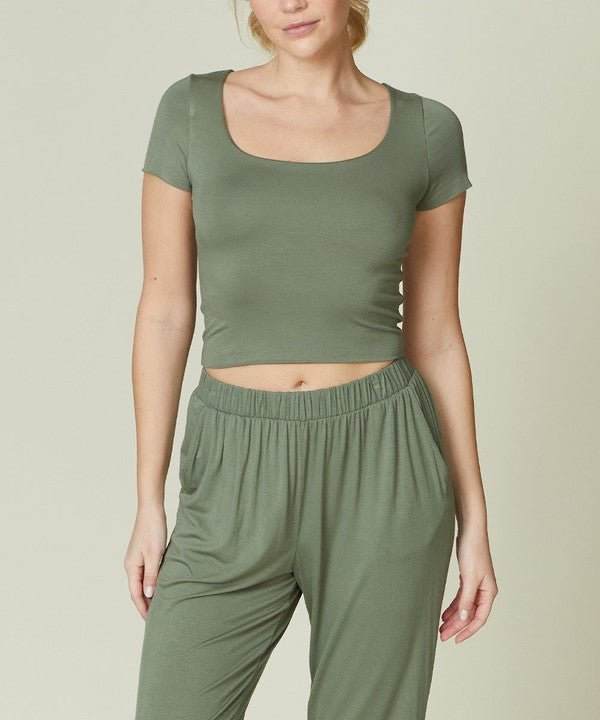 Studio Ko Bamboo Crop Cap Sleeve Top - Jennie Dots