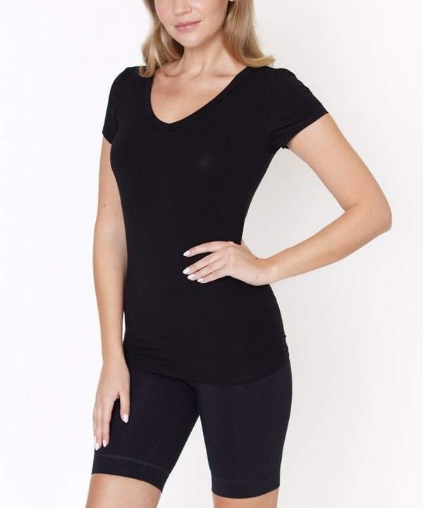 Studio Ko Bamboo V - Neck Fitted Top - Jennie Dots