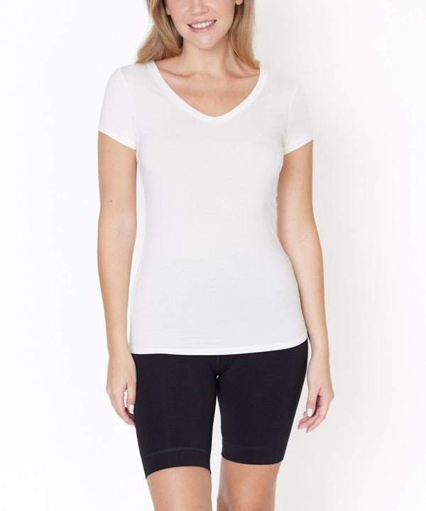 Studio Ko Bamboo V - Neck Fitted Top - Jennie Dots