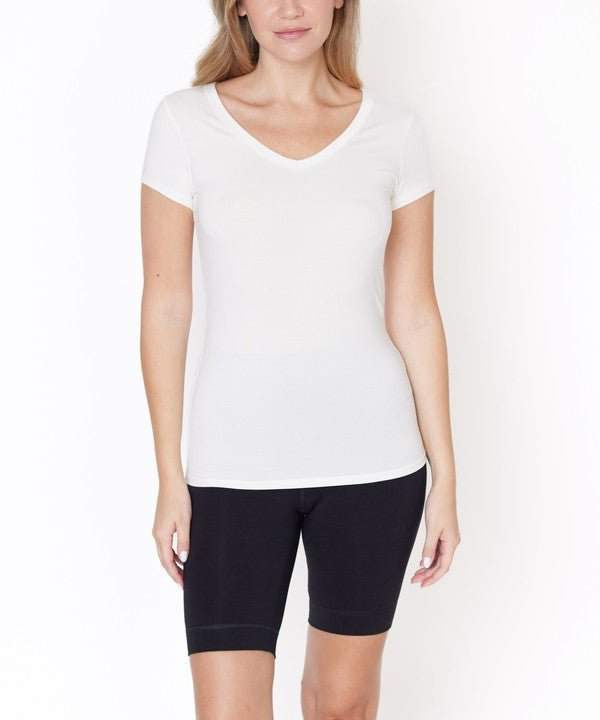 Studio Ko Bamboo V - Neck Fitted Top - Jennie Dots
