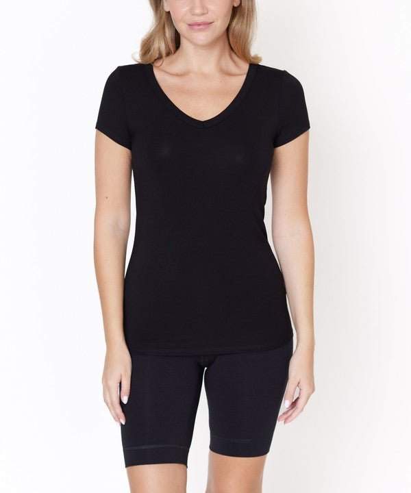 Studio Ko Bamboo V - Neck Fitted Top - Jennie Dots
