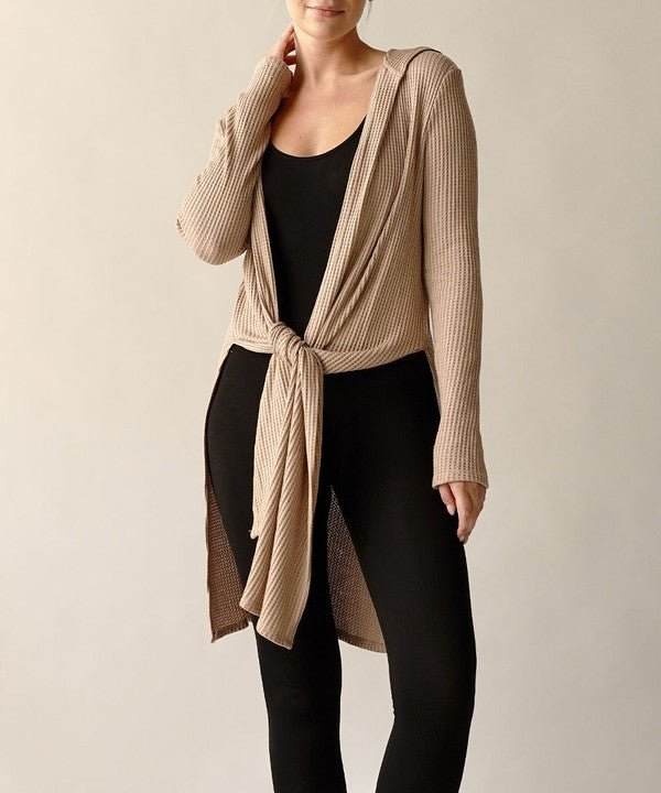 Studio Ko Waffle Slim Cardigan Hoodie - Jennie Dots