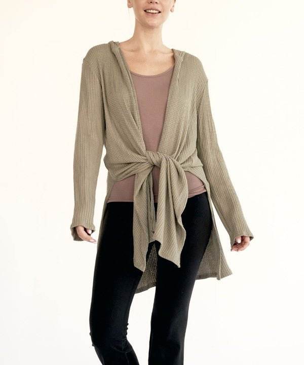 Studio Ko Waffle Slim Cardigan Hoodie - Jennie Dots