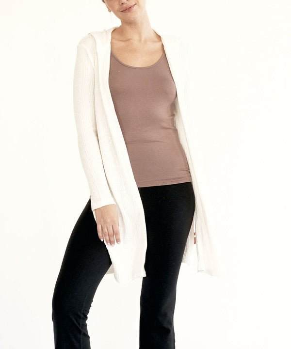Studio Ko Waffle Slim Cardigan Hoodie - Jennie Dots