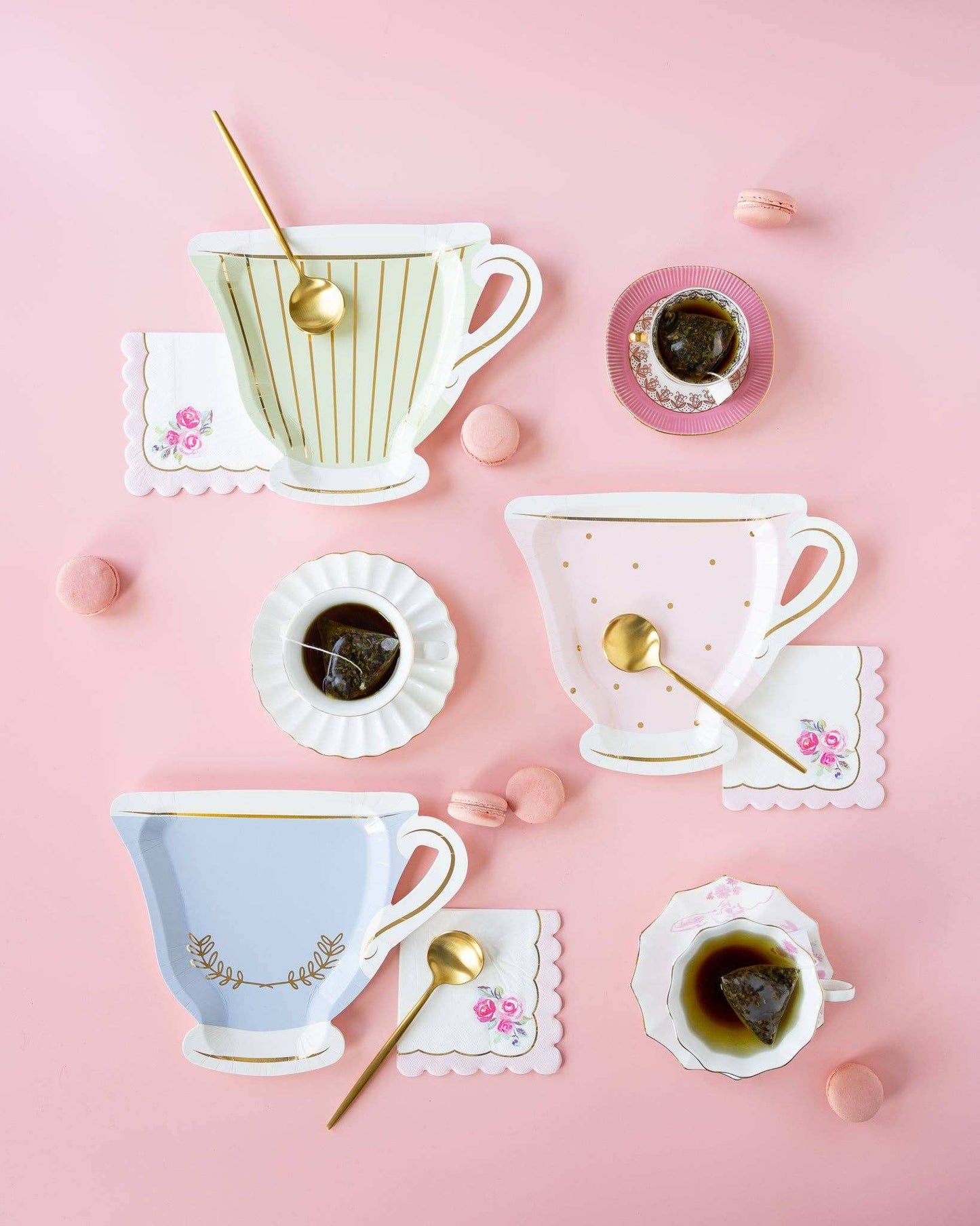 Tea Party Rose Corner Paper Cocktail Napkin - Jennie Dots