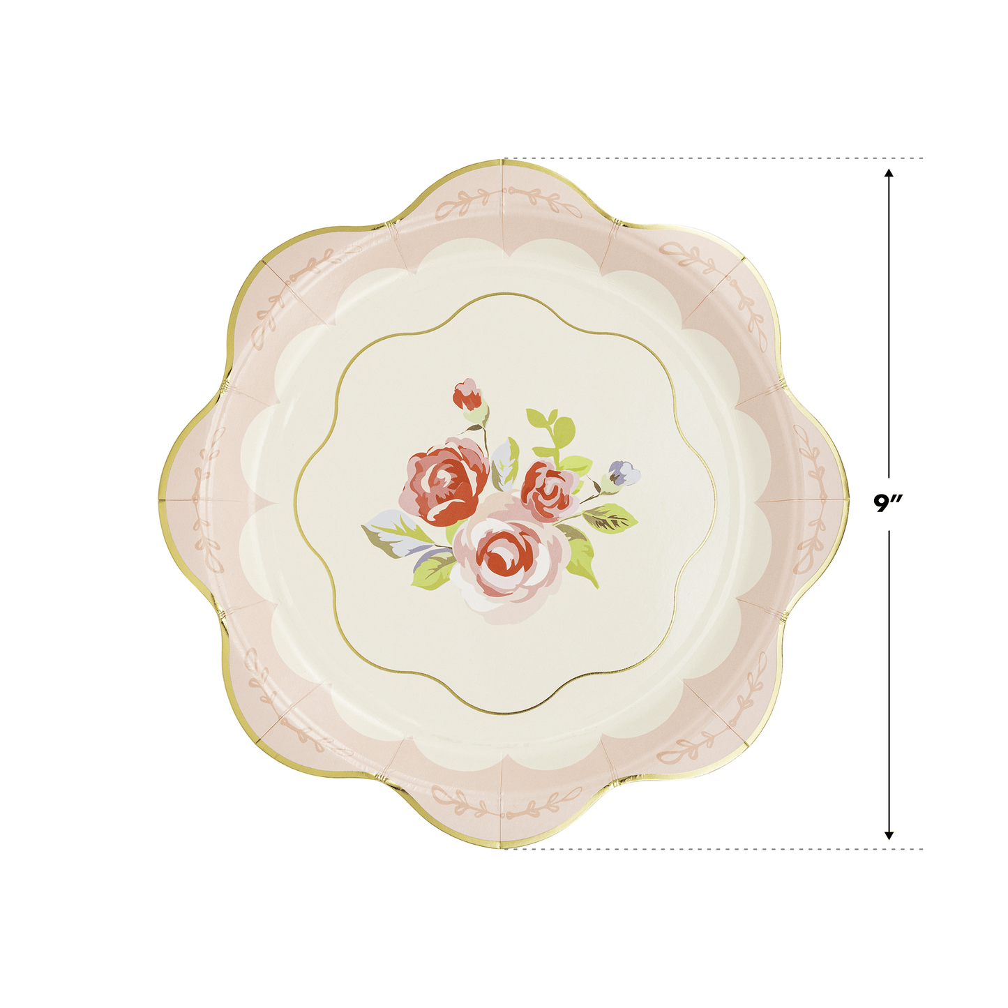 Tea Party Scalloped Round Paper Plate - Jennie Dots