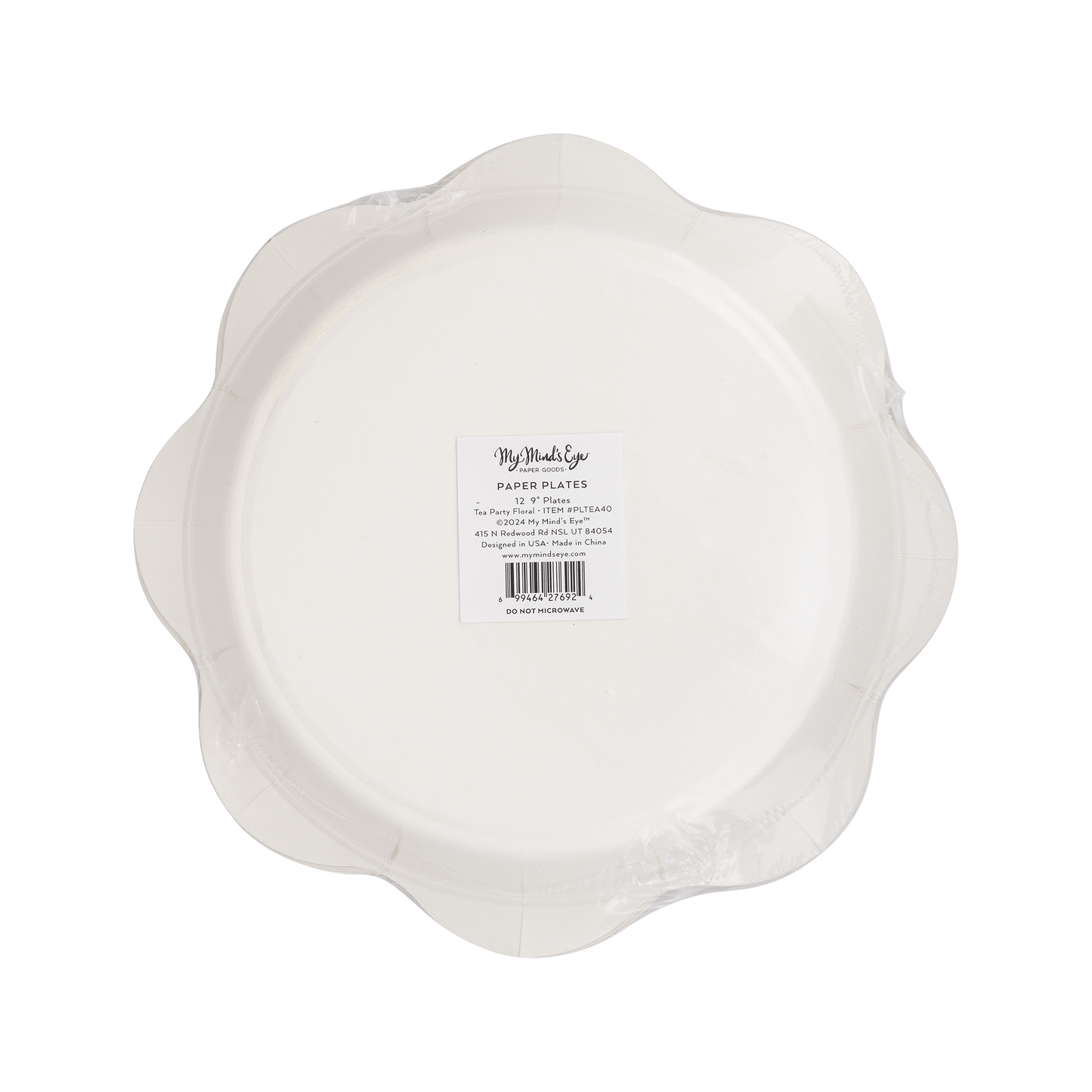 Tea Party Scalloped Round Paper Plate - Jennie Dots