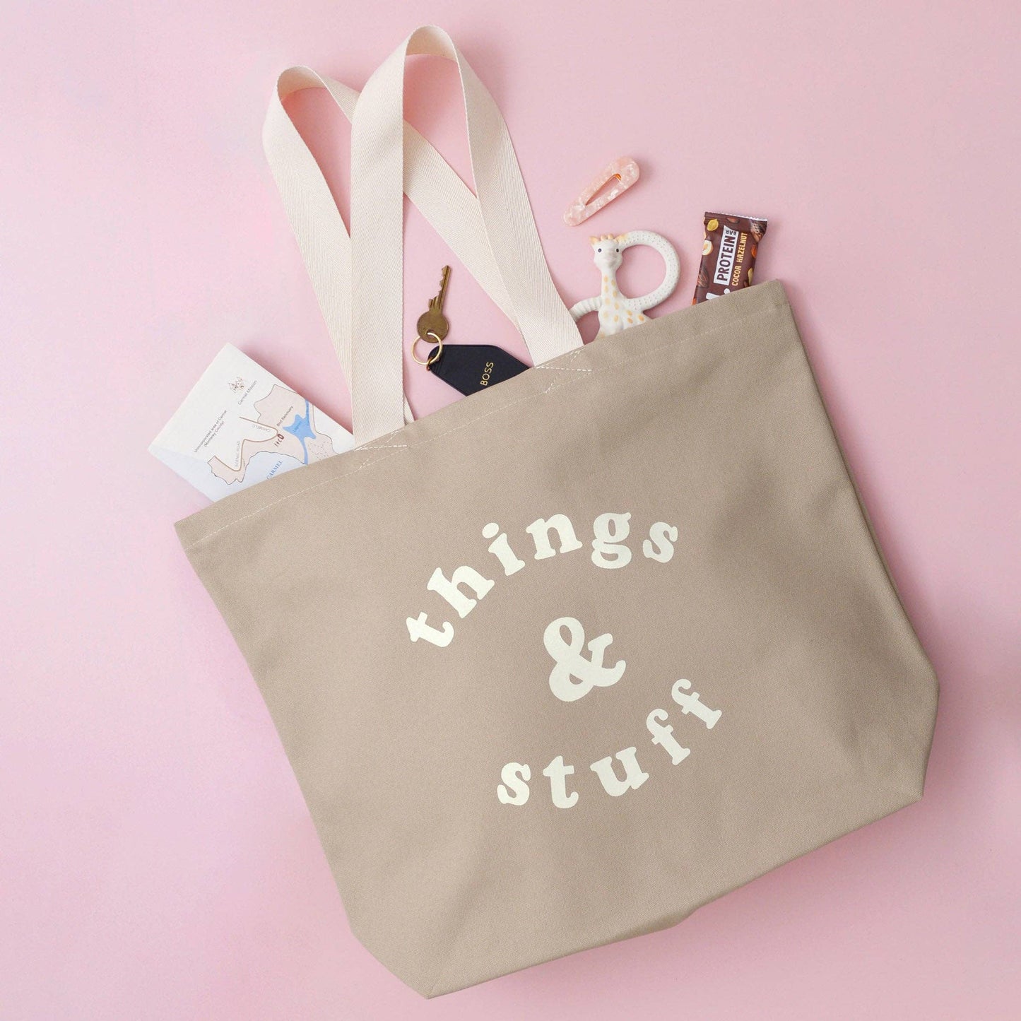 Things & Stuff - Stone Canvas Tote Bag - Jennie Dots