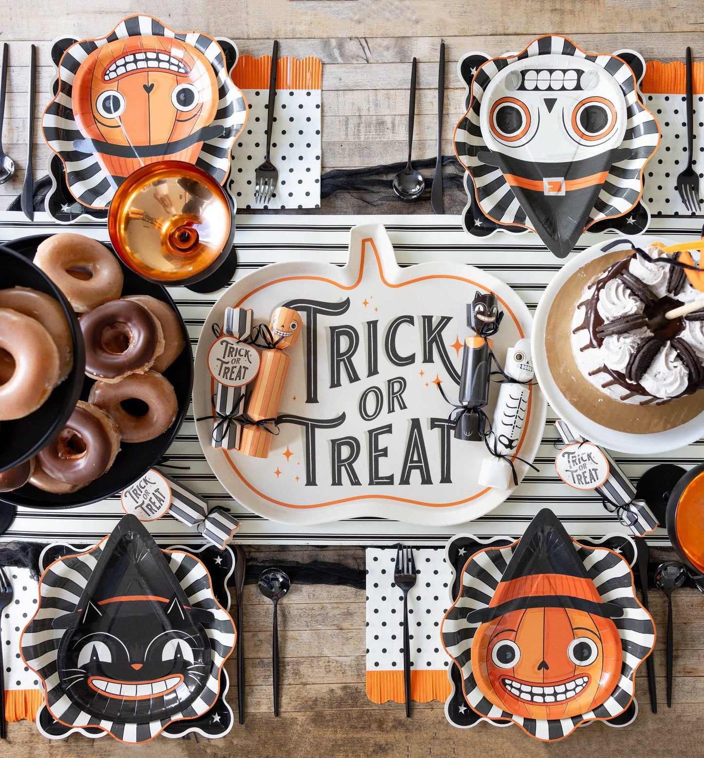 Trick or Treat Shaped Bamboo Tray - Jennie Dots