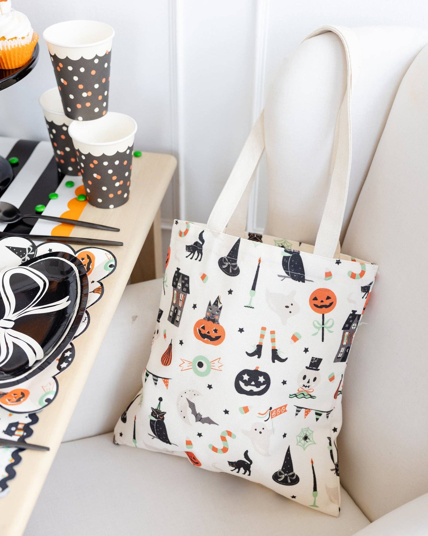Tricks & Treats Canvas Tote Bag - Jennie Dots