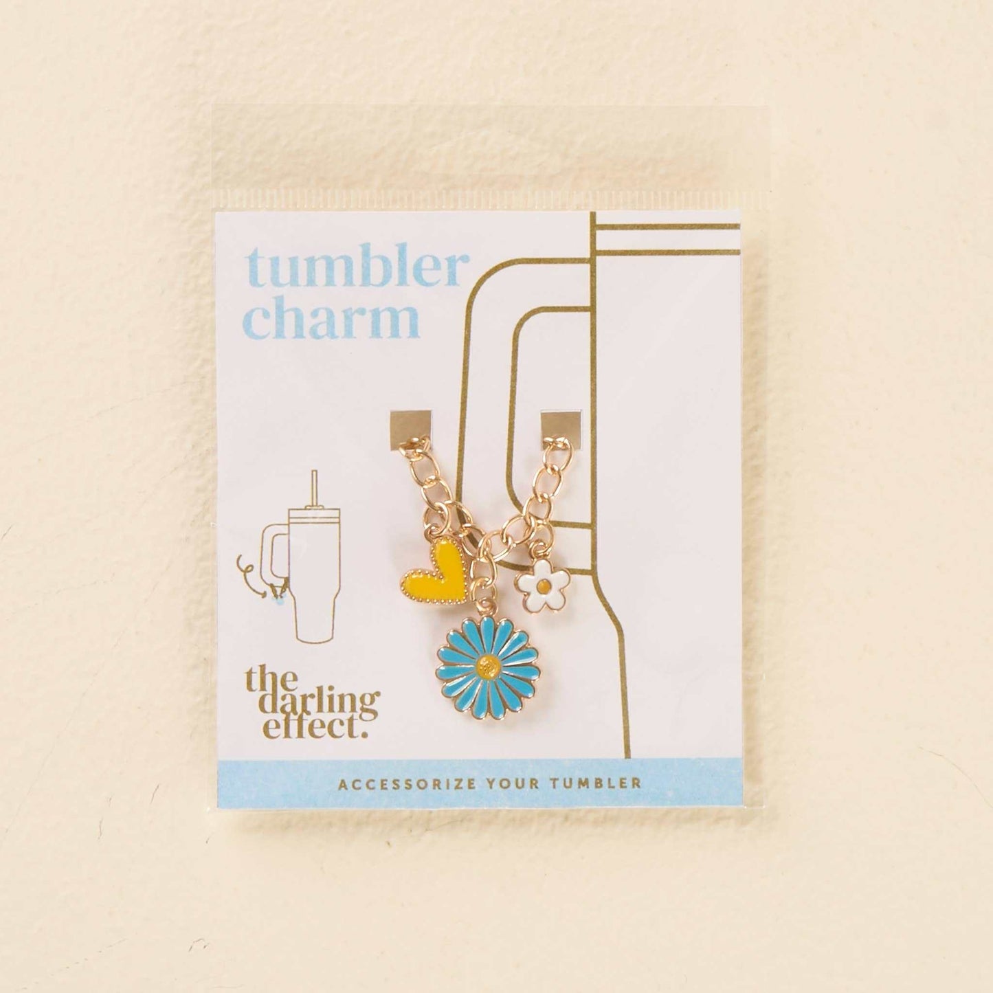 Tumbler Charm-Radiant Delight set with 3 coordinating charms and lobster clasp attachment.