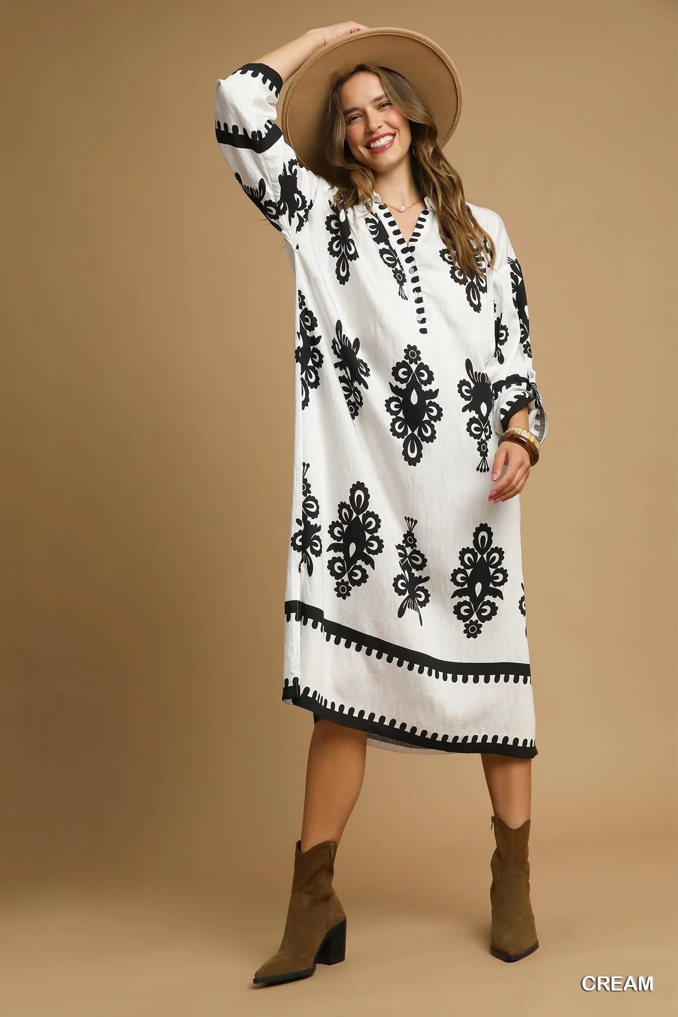 Umgee Abstract Print Midi Dress - Jennie Dots