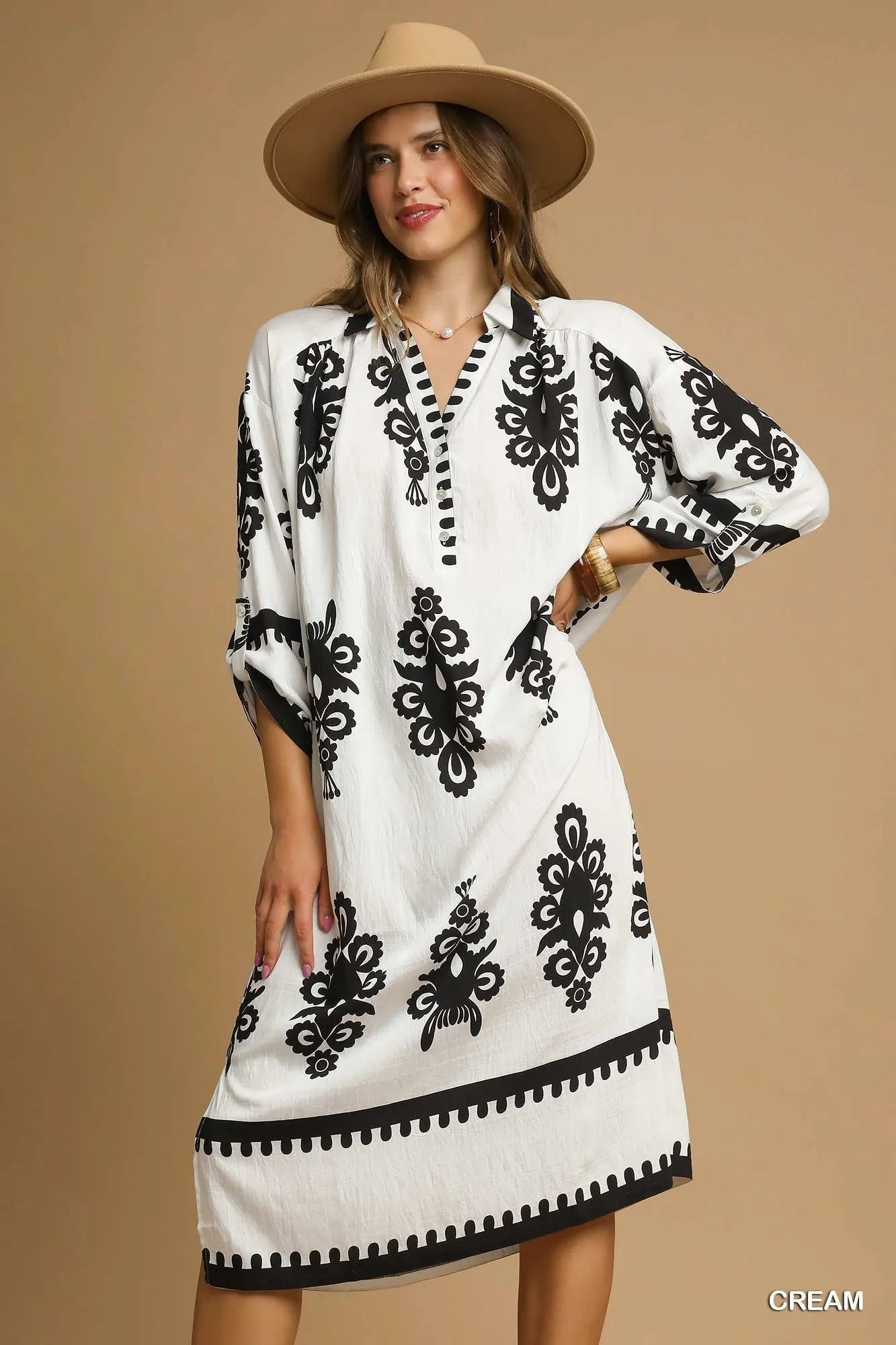 Umgee Abstract Print Midi Dress - Jennie Dots