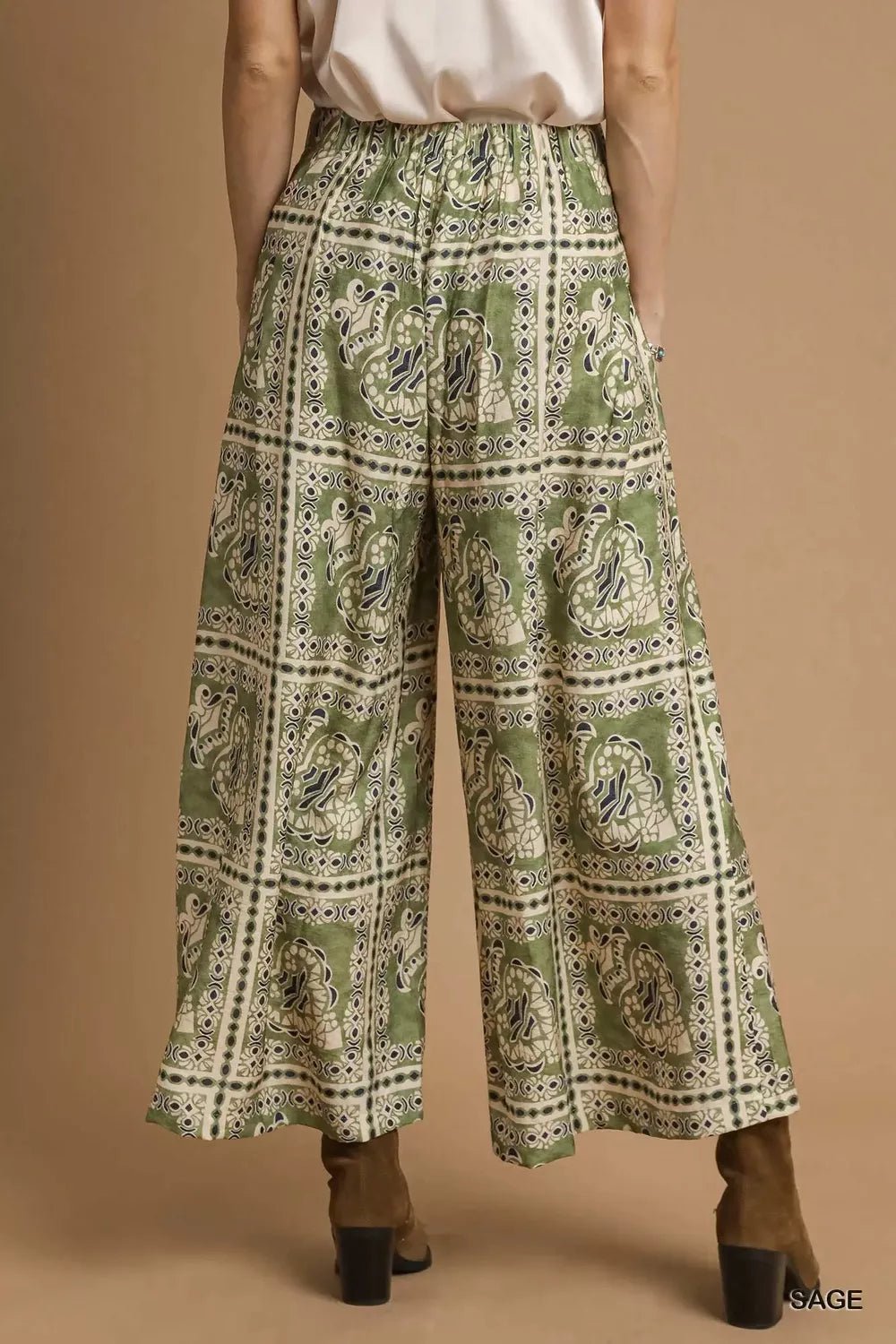 Umgee Bohemian Print Pants with Pockets - Jennie Dots