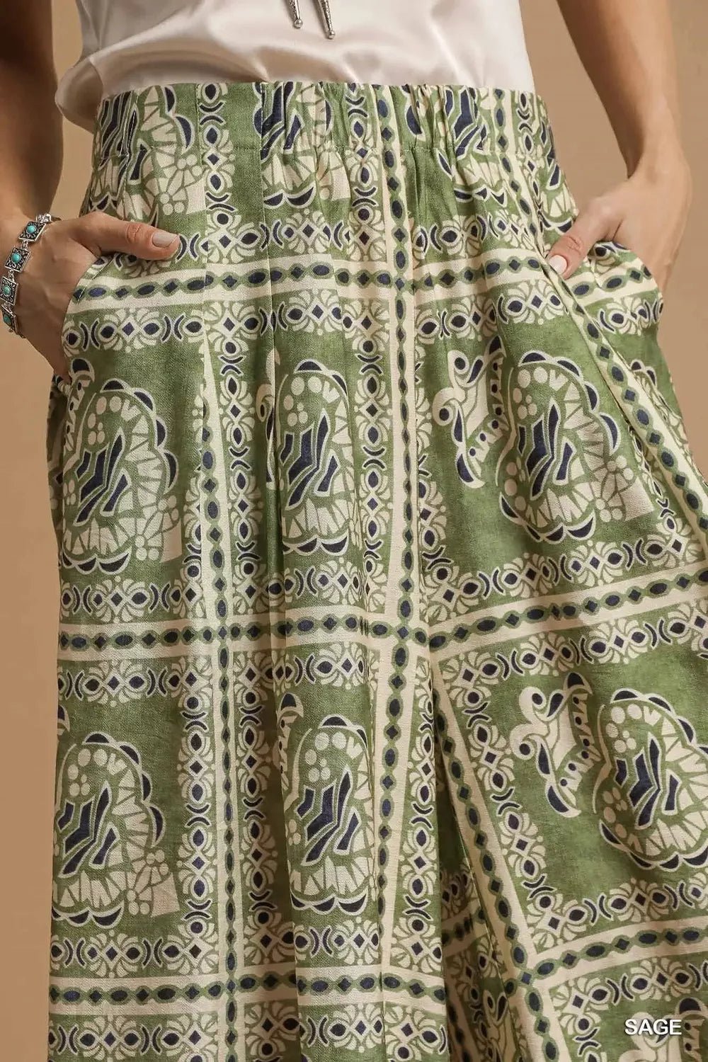 Umgee Bohemian Print Pants with Pockets - Jennie Dots