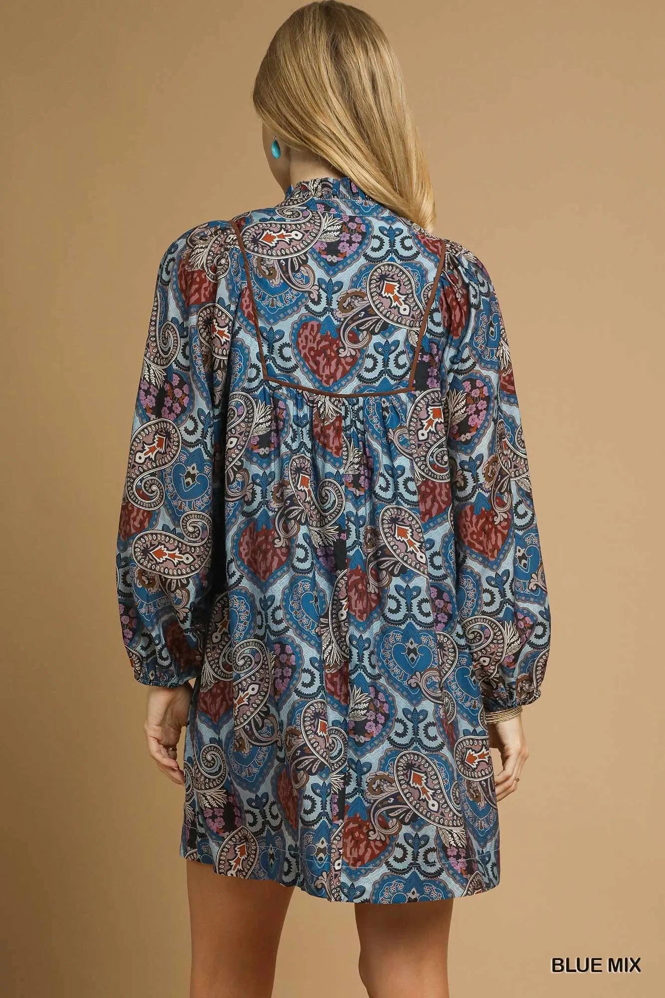 Umgee Boho Mix Paisley Babydoll Dress - Jennie Dots