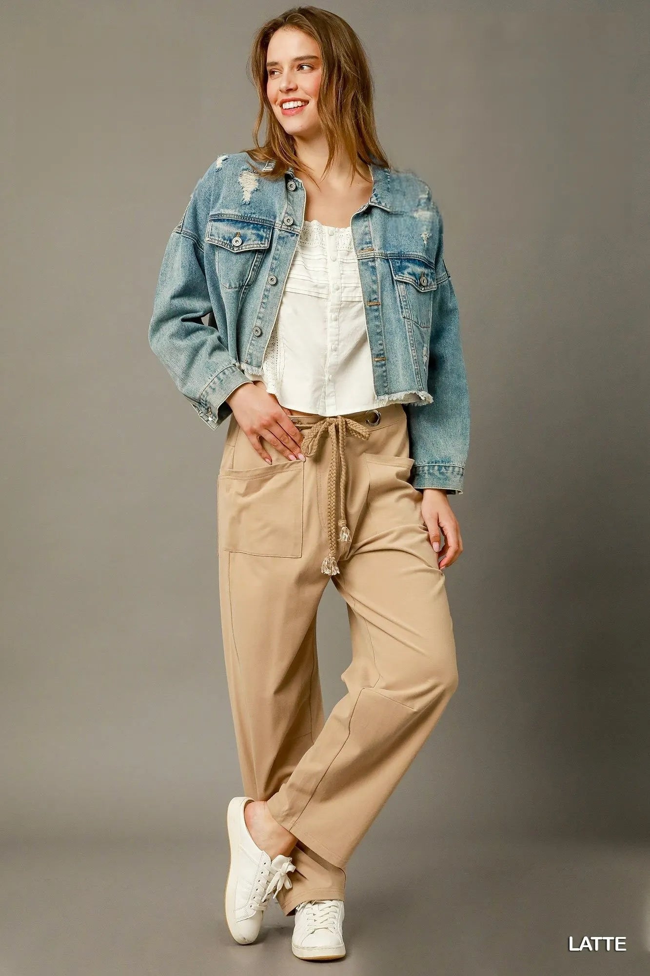 Umgee Cargo - Inspired Drawstring Pants - Jennie Dots