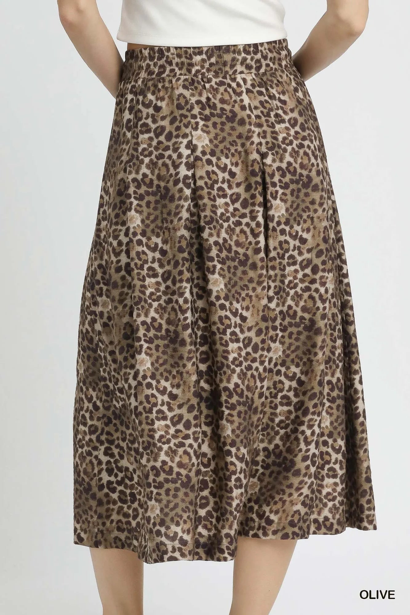 Umgee Drawstring Leopard Midi Skirt - Jennie Dots