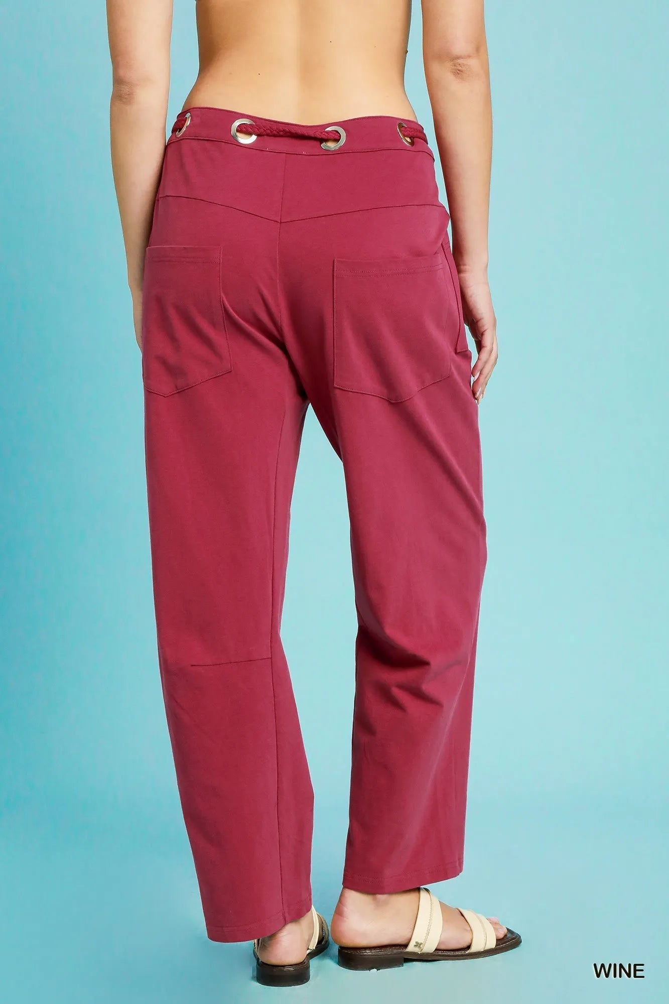 Umgee Drawstring Wide Leg Casual Pants - Jennie Dots