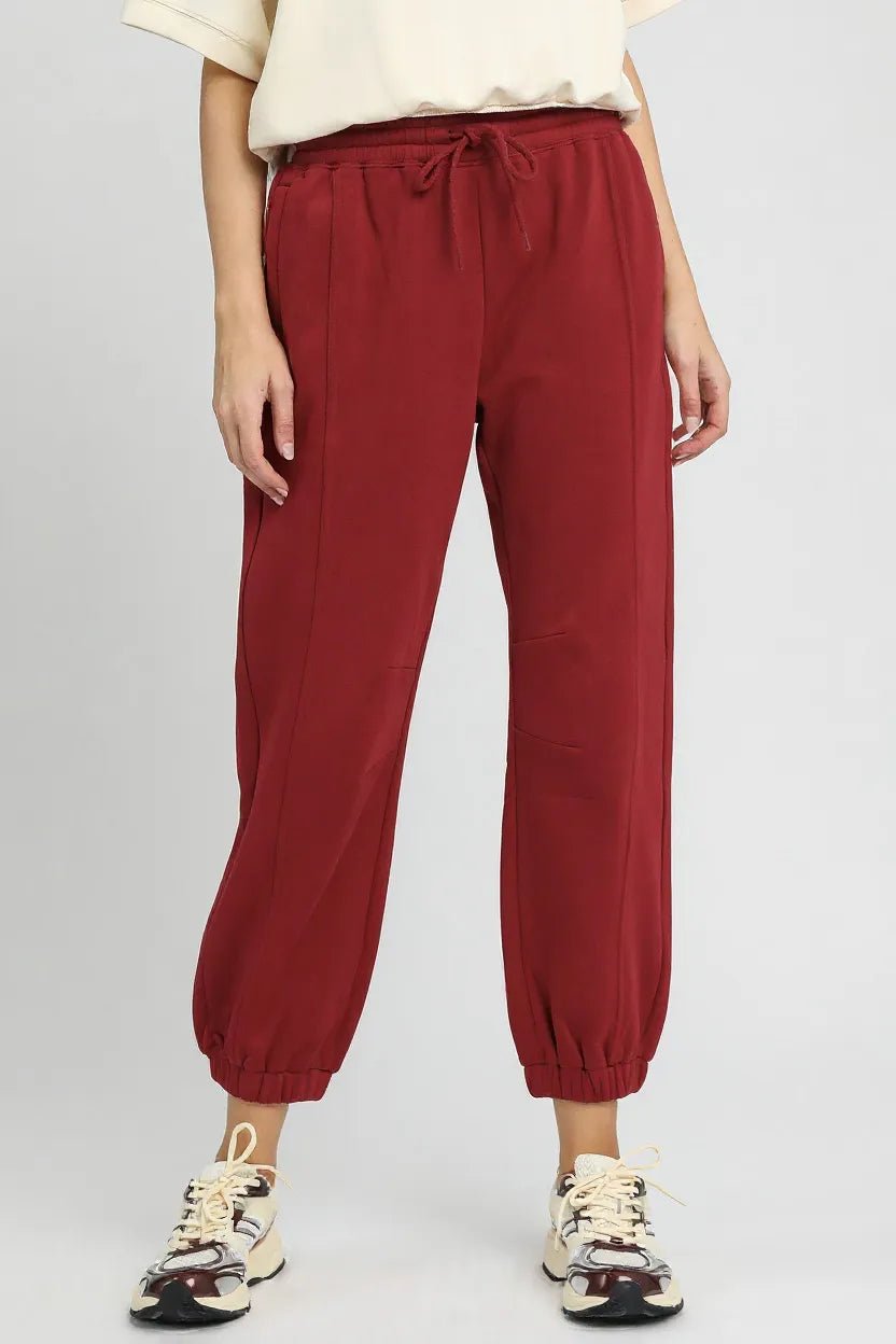 Umgee Fleece Jogger Pants with Drawstring - Jennie Dots