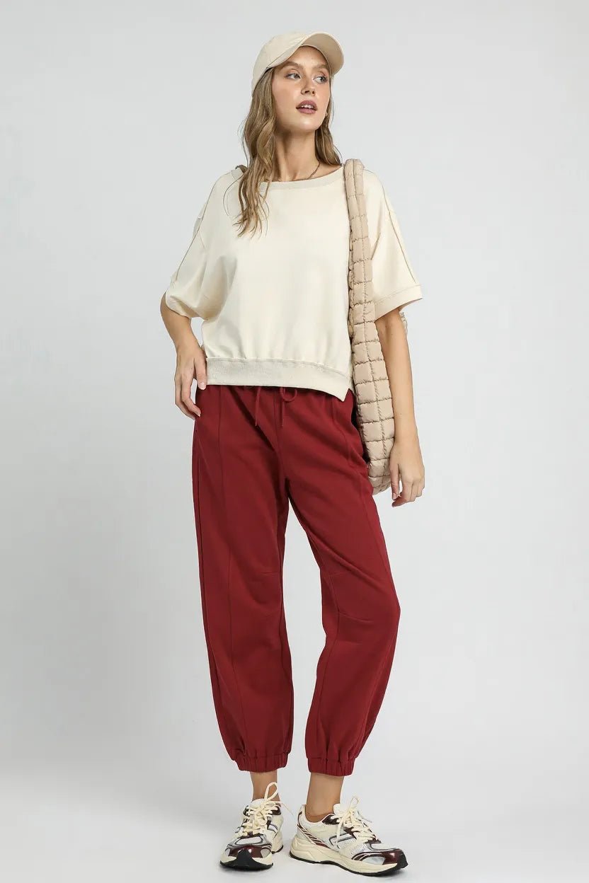 Umgee Fleece Jogger Pants with Drawstring - Jennie Dots