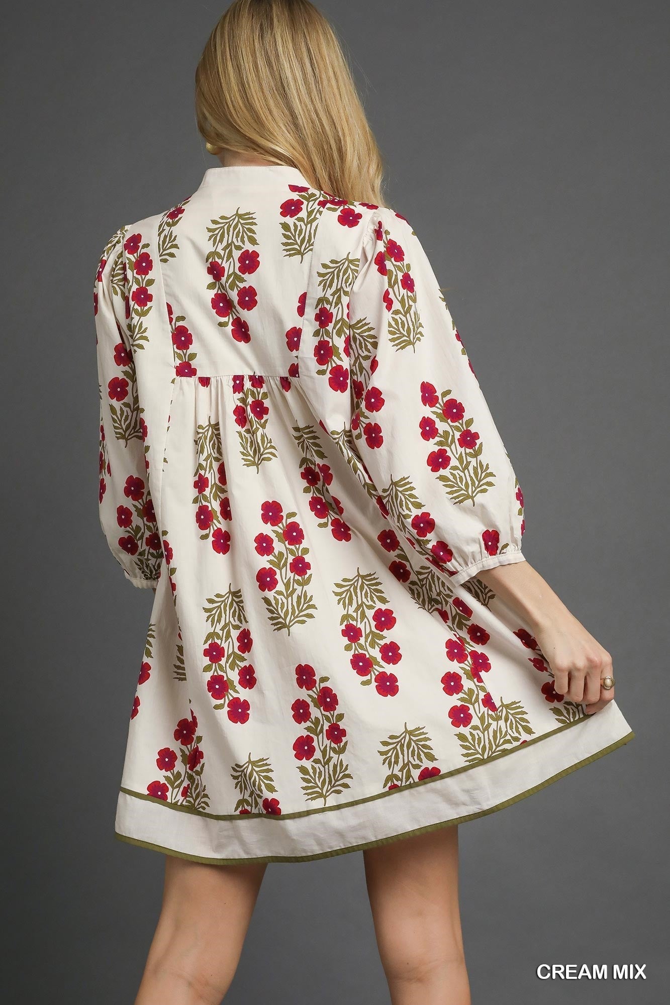 Umgee Floral Babydoll Dress - Cream Mix - Jennie Dots