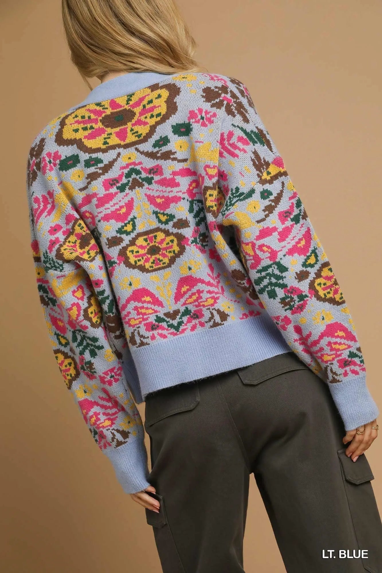 Umgee Floral Knit Button - Up Cardigan - Jennie Dots