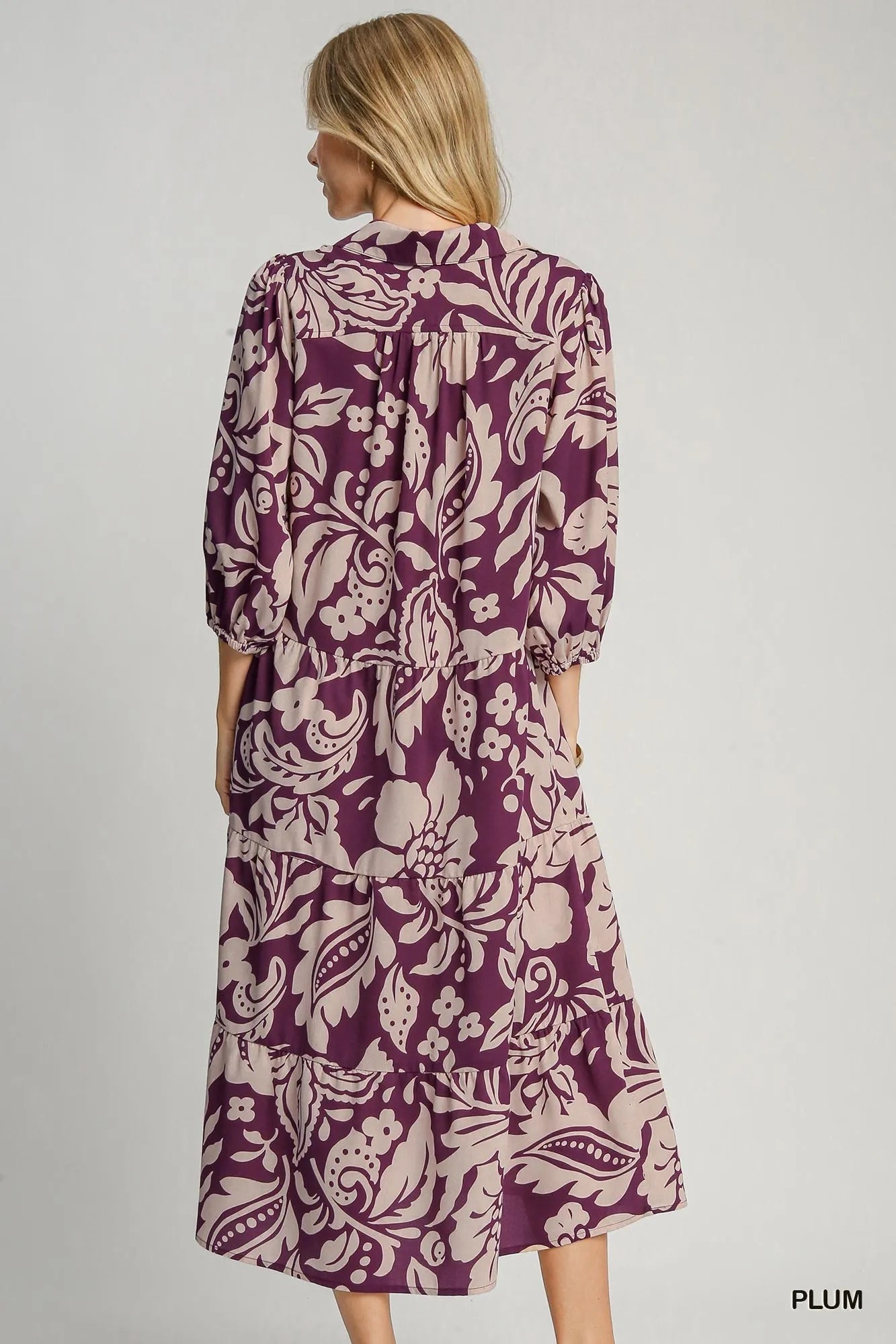 Umgee Floral Print Tiered Midi Dress - Jennie Dots