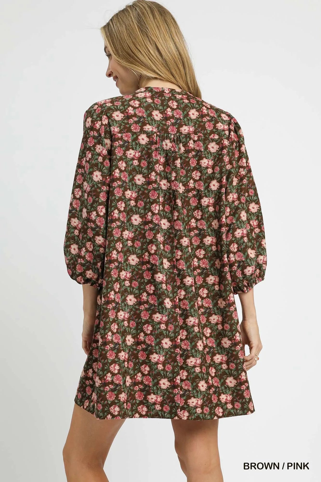 Umgee Floral Tie - Neck Babydoll Dress - Jennie Dots