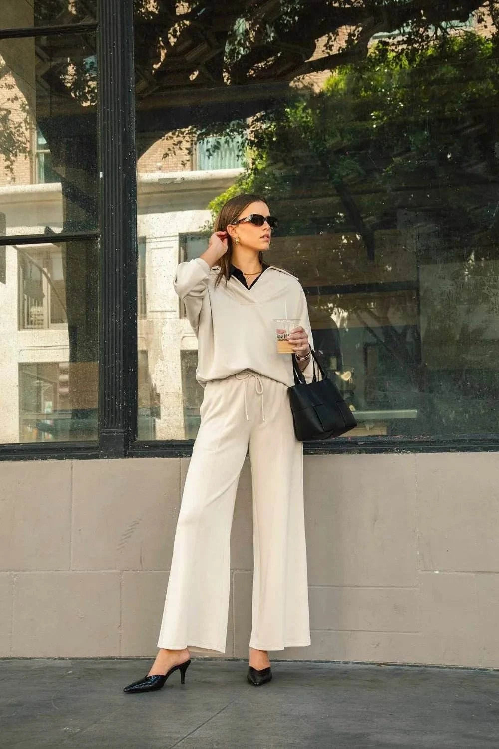 Umgee Full Size Drawstring Wide Leg Pants with Pockets - Jennie Dots