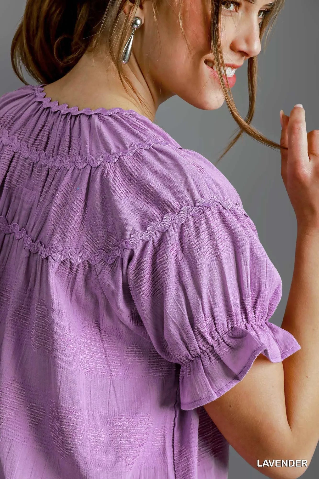 Umgee Heart Pattern Short Sleeve Ruffle Babydoll Dress - Jennie Dots