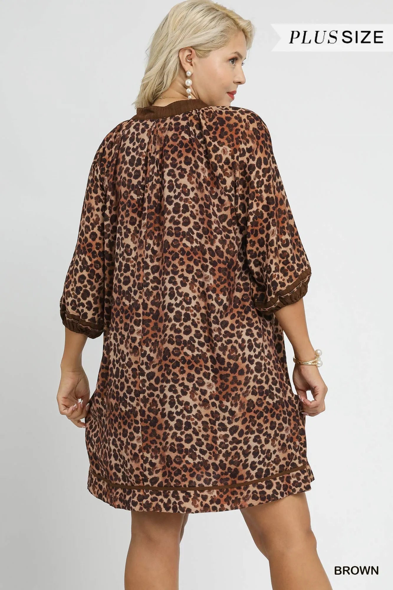 Umgee Leopard Print Mini Dress with Contrast Trim - Jennie Dots