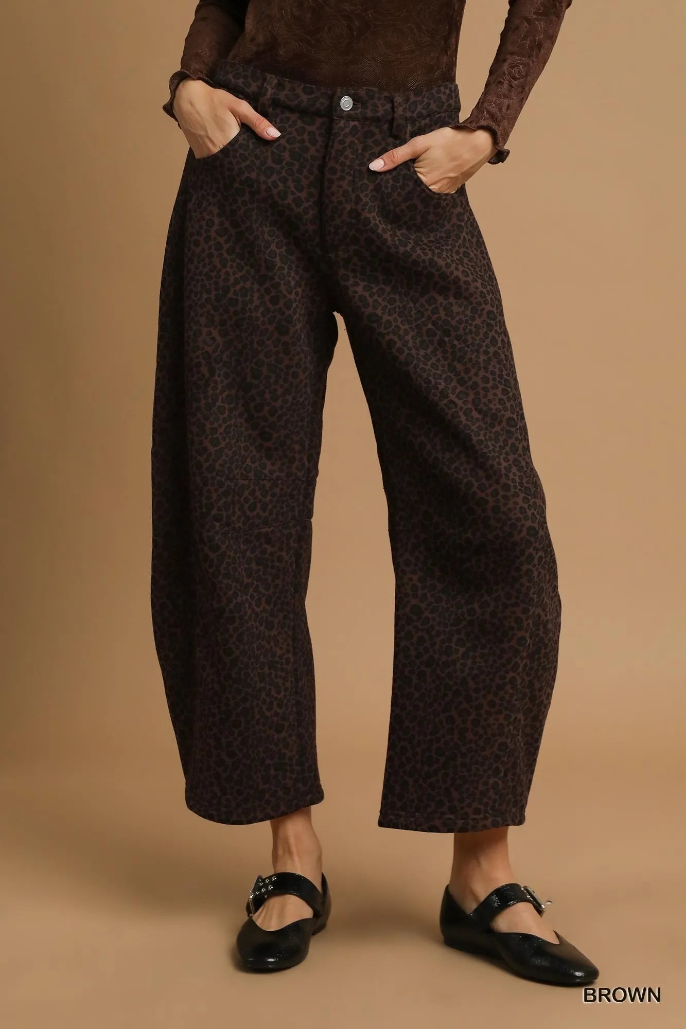 Umgee Leopard Print Wide Leg Pants - Jennie Dots