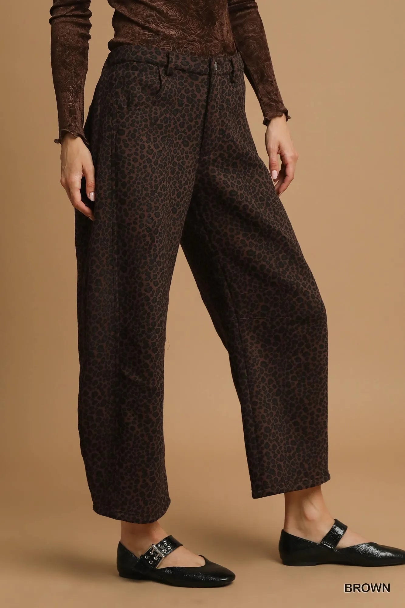 Umgee Leopard Print Wide Leg Pants - Jennie Dots