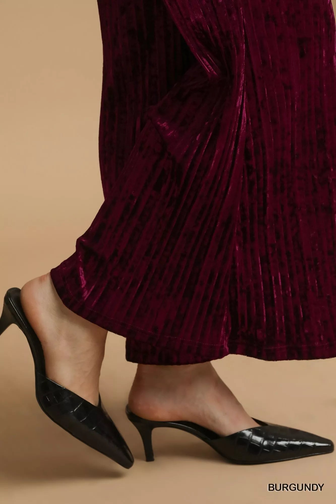 Umgee Velvet Wide Leg Flare Pants - Jennie Dots