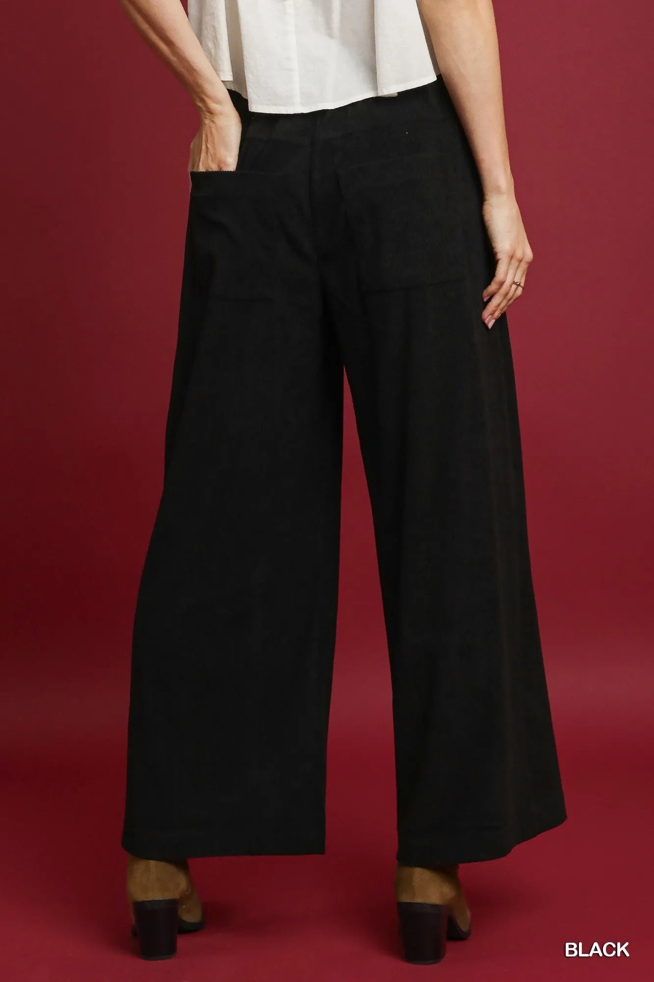 Umgee Wide - Leg Corduroy Pants - Jennie Dots