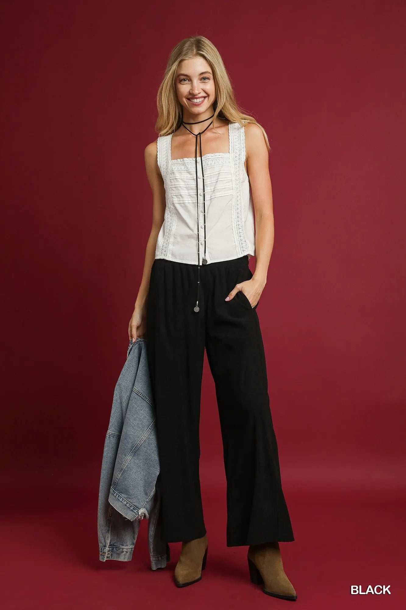 Umgee Wide - Leg Corduroy Pants - Jennie Dots