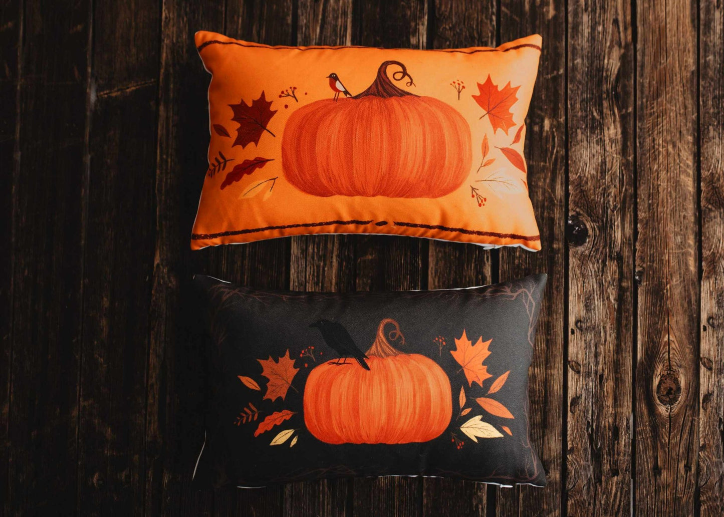 UniikPillows - Primitive Dark Fall Pumpkin Lumbar Pillow Cover | 18x12 - Jennie Dots