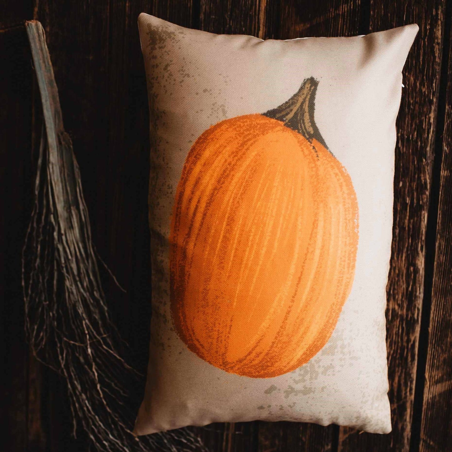 UniikPillows - Primitive Flat Fall Pumpkin Lumbar Pillow | 18x12 - Jennie Dots