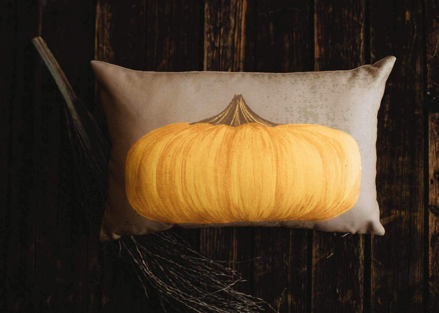UniikPillows - Primitive Flat Fall Pumpkin Lumbar Pillow | 18x12 - Jennie Dots