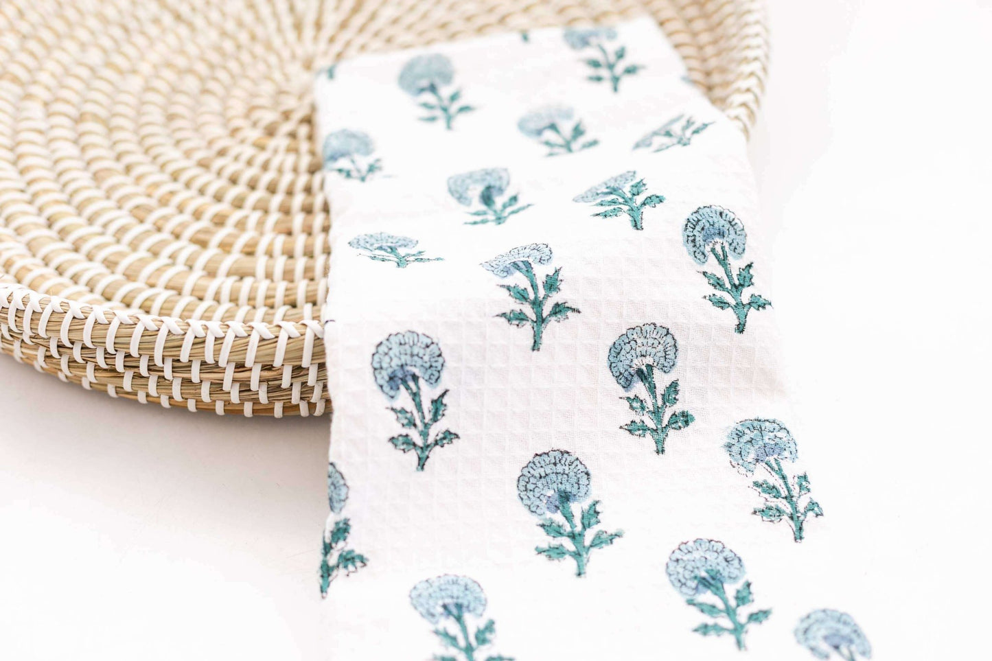 Waffle Block Print Tea Towel - Jennie Dots