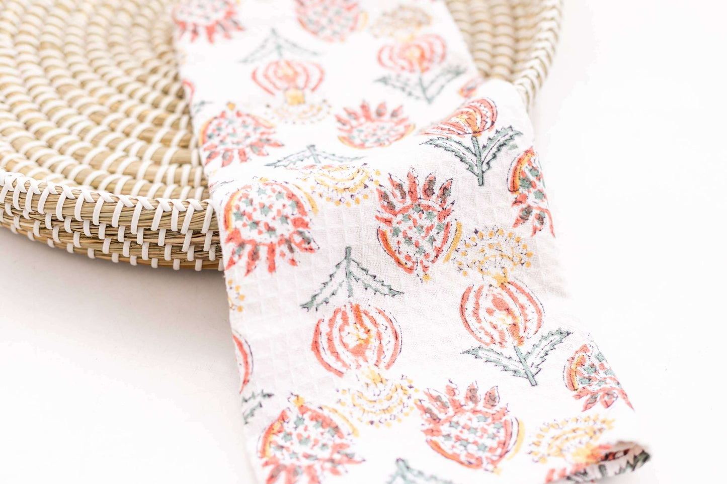 Waffle Block Print Tea Towel - Jennie Dots