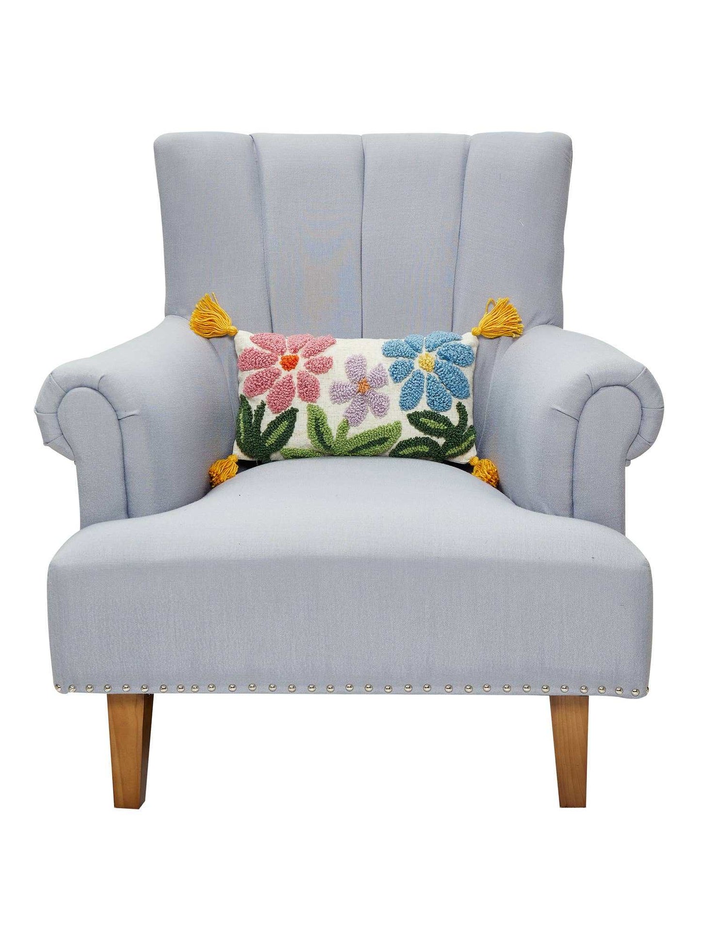 Wavy Floral Field w/Tassels Tufted Pillow - Jennie Dots