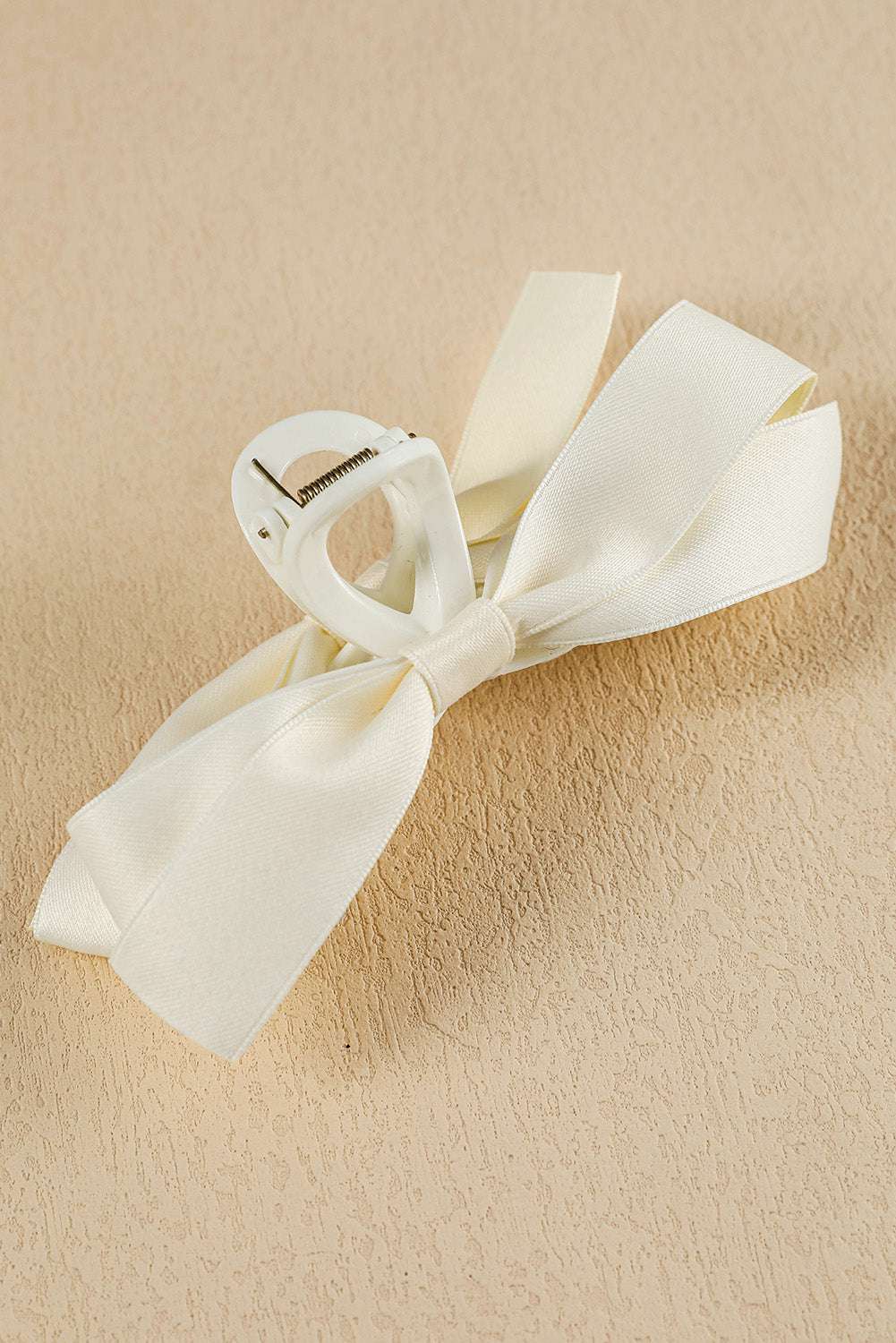 White Bow Decor Large Hair Claw Clip - Jennie Dots