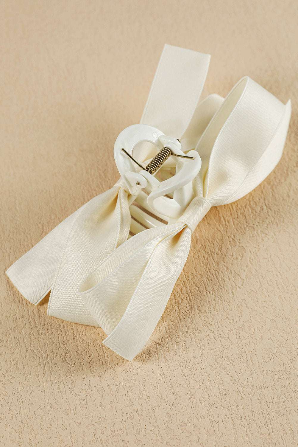 White Bow Decor Large Hair Claw Clip - Jennie Dots