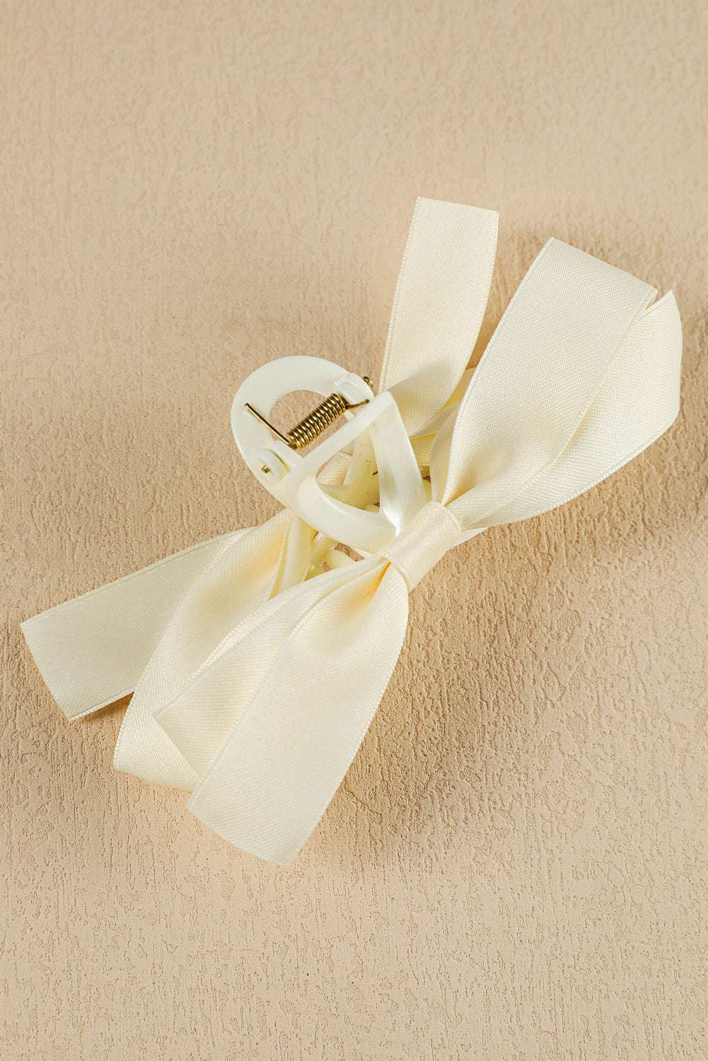 White Bow Decor Large Hair Claw Clip - Jennie Dots